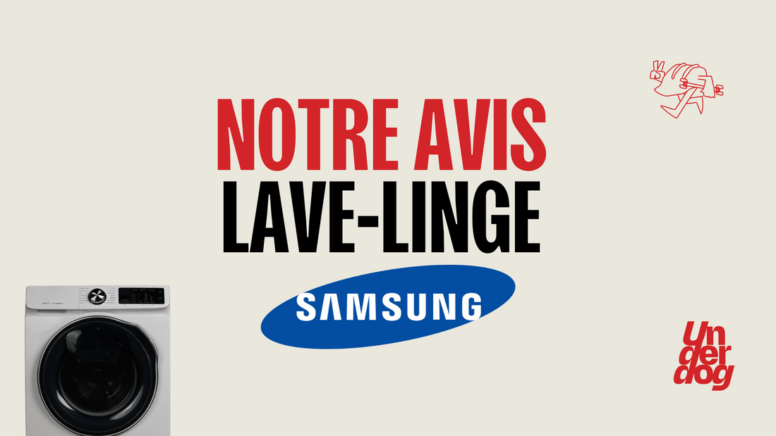 Logo de la marque de lave-linge Samsung.