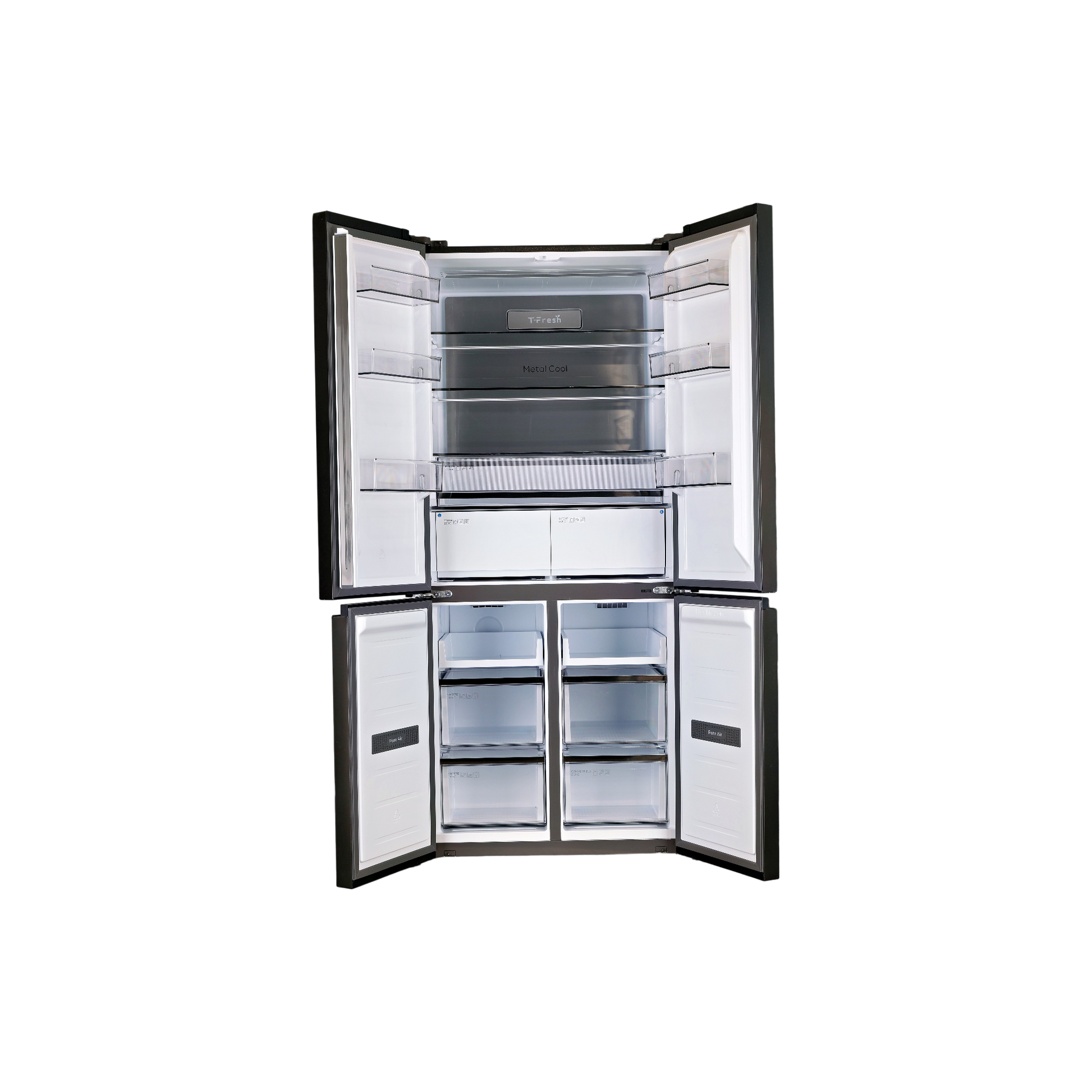 Réfrigérateur Multi-Portes 521 L Reconditionné TCL RC521CXE0 : vue de l'intérieur