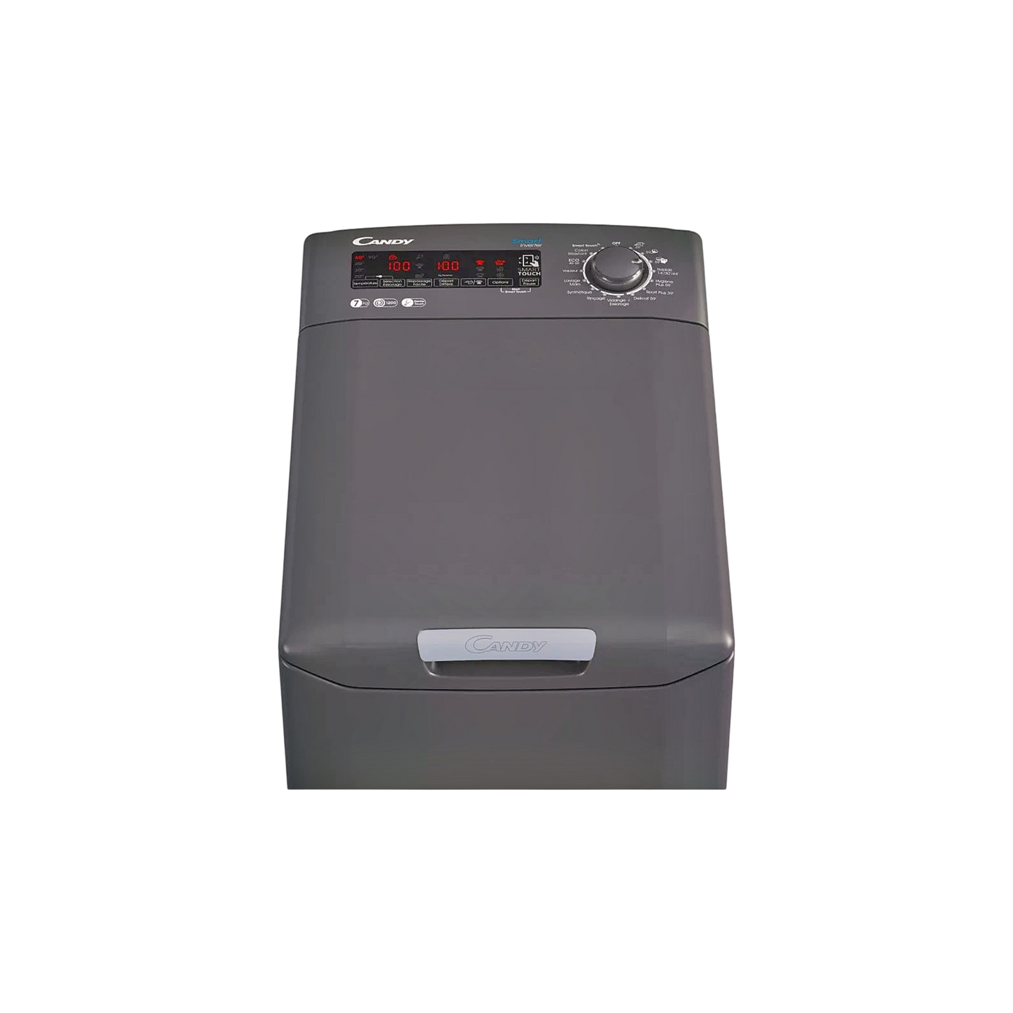 Lave-Linge Top 7 kg Reconditionné CANDY CSTSG27TMVRE/1-47 : vue du haut ouverture et commandes