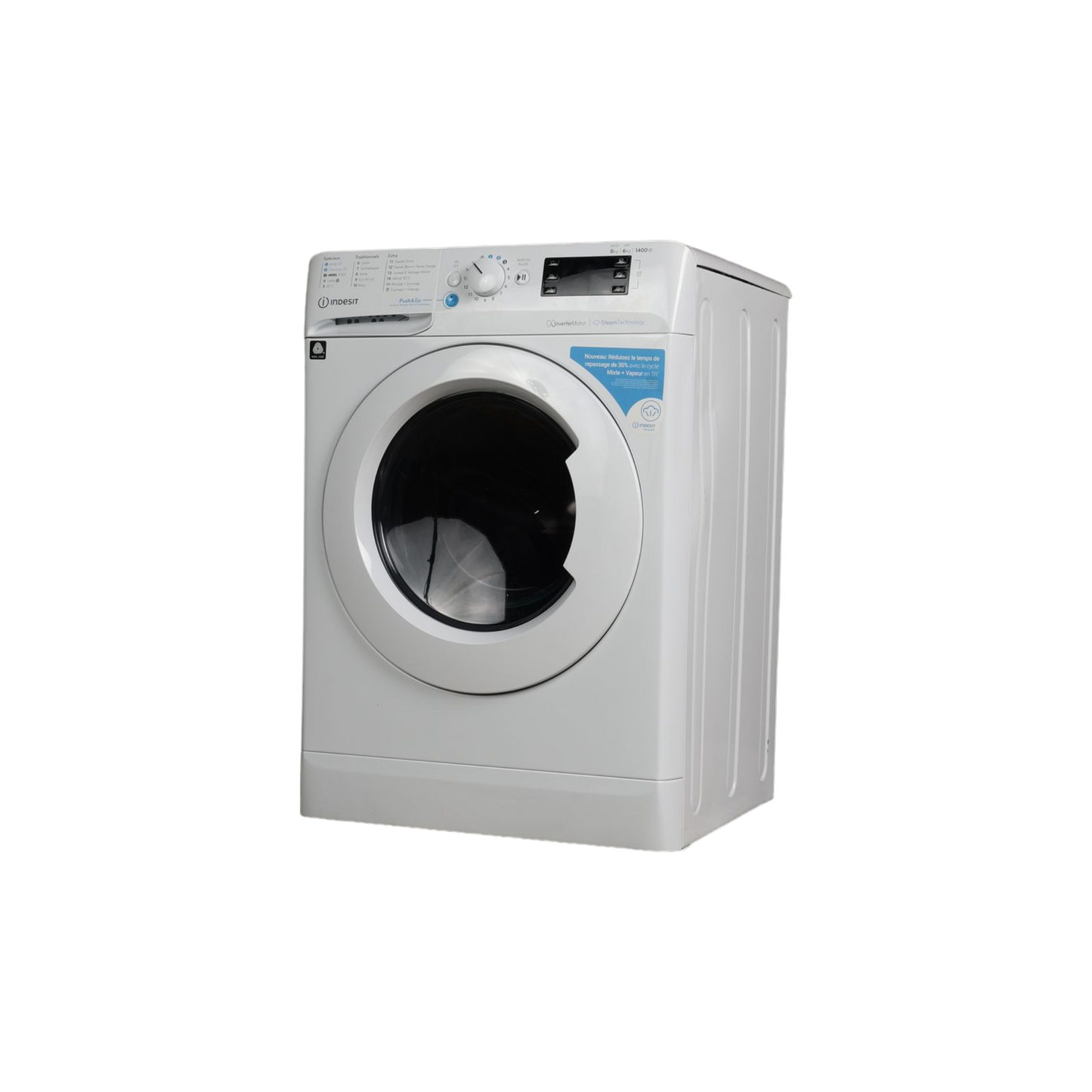 Lave-Linge Sechant 8 kg Reconditionné INDESIT BDE86435WVFR : vue du côté droit