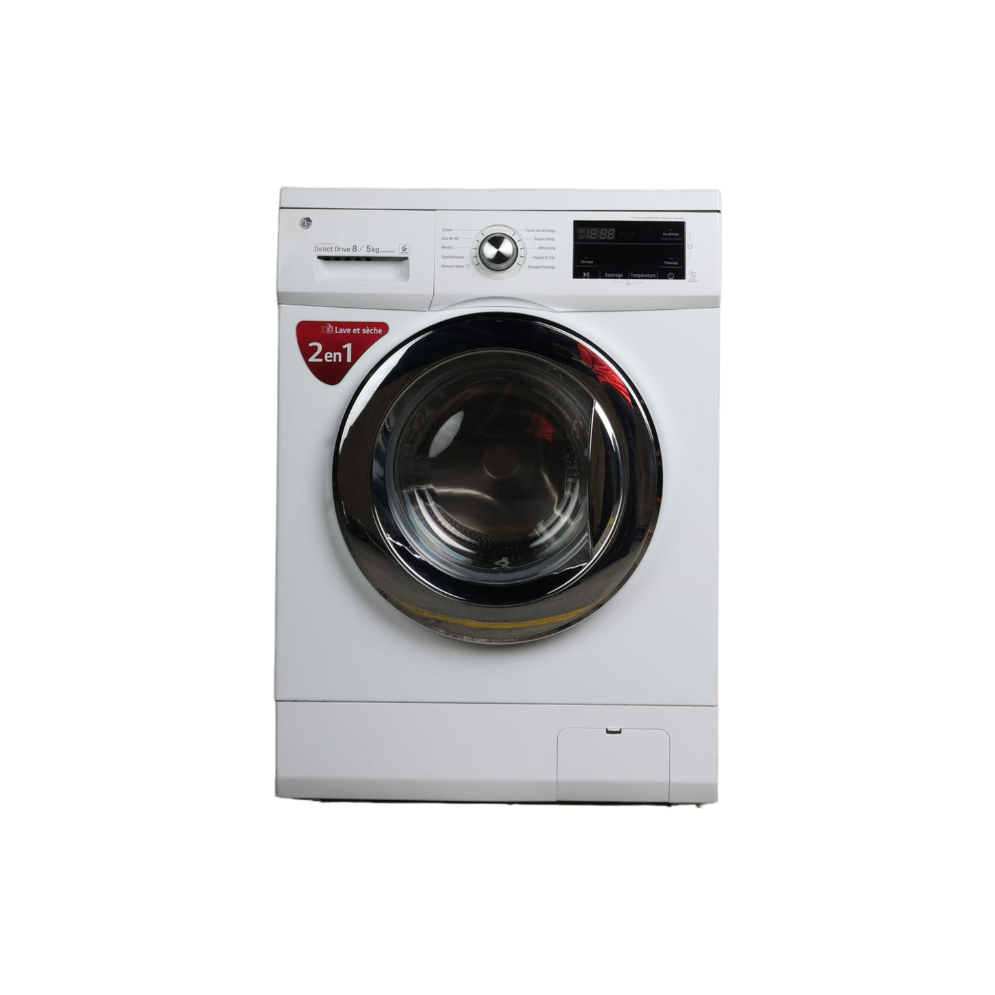 Lave-Linge Sechant 8 kg Reconditionné LG F854M22WR : vue de face