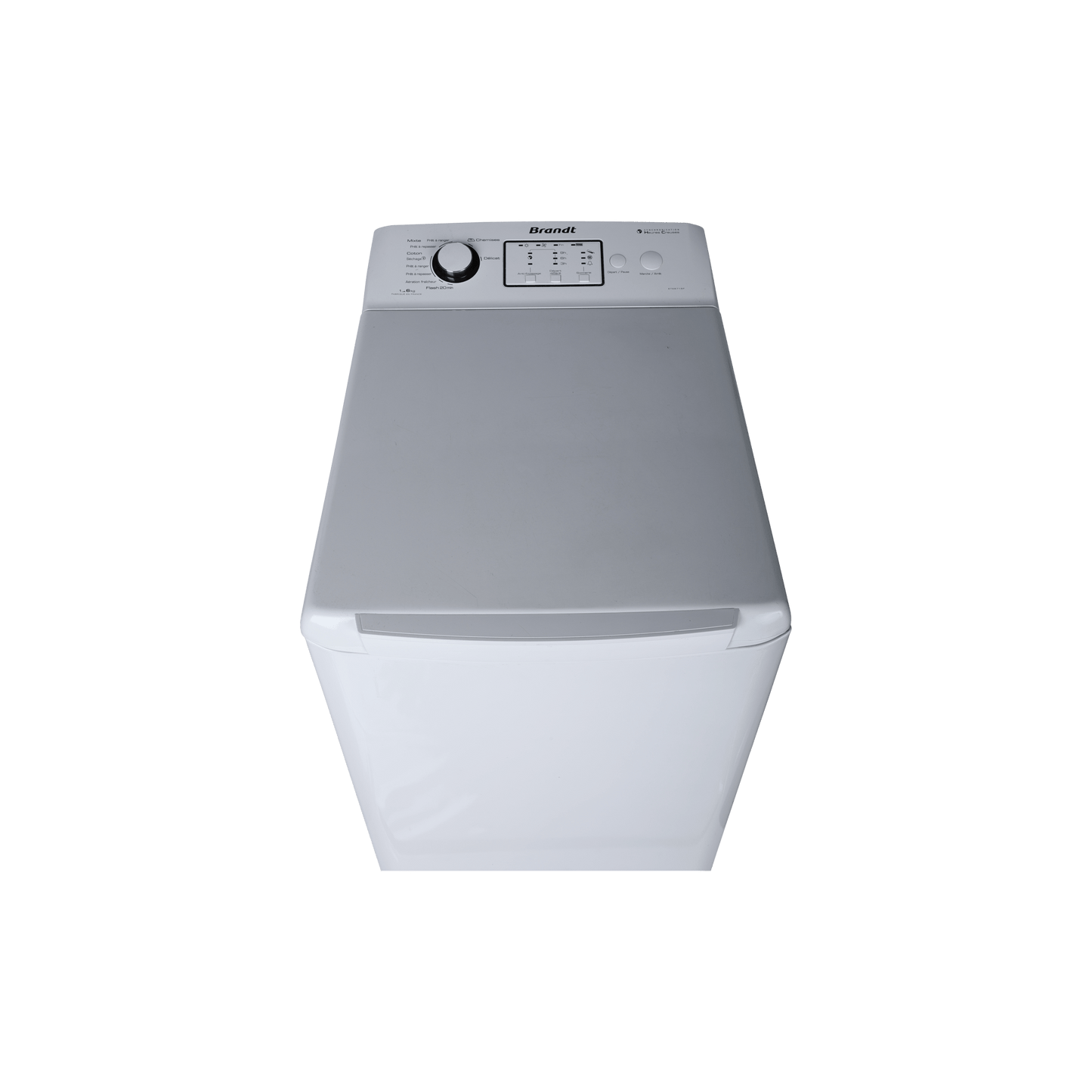 Seche-Linge Condensation 6 kg Reconditionné BRANDT ETE6716F : vue du haut ouverture et commandes
