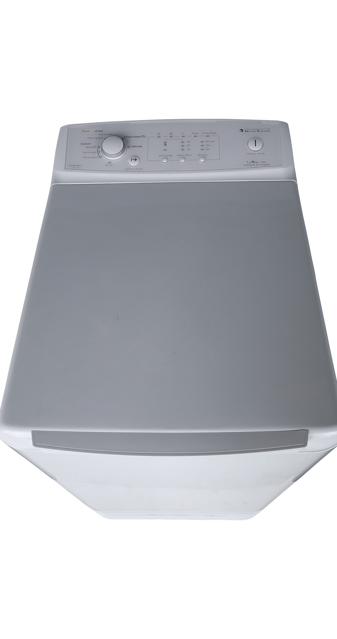 Seche-Linge Condensation 7 kg Reconditionné BRANDT ETE6710F : vue du haut ouverture et commandes