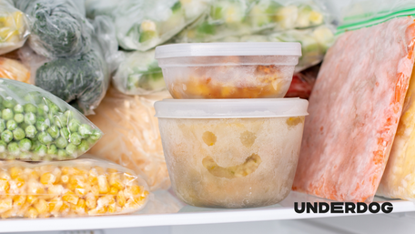 Un congélateur rempli d'aliments surgelés