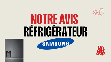 Logo de la marque de réfrigérateur Samsung.