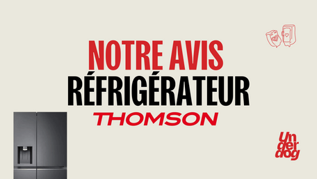 Logo de la marque de réfrigérateur Thomson.