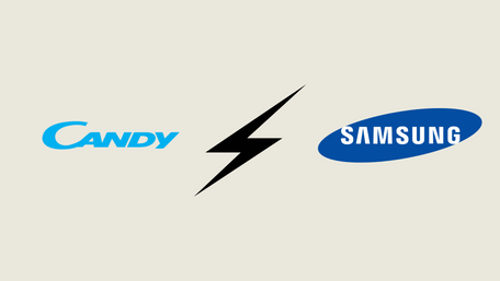 Le logo de la marque Candy et Samsung.