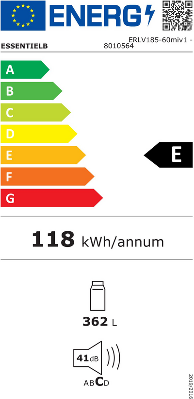 Réfrigérateur une porte ESSENTIEL B ERLV185-60miv1