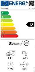 Lave-vaisselle Encastrable 14 couverts Reconditionné ESSENTIEL B ELVI-451f