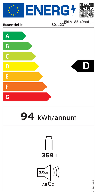 Réfrigérateur une porte ESSENTIEL B ERLV185-60hoI1