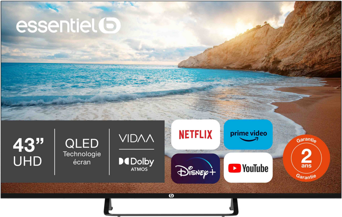 Téléviseur QLED 43 pouces Reconditionné ESSENTIEL B 43QLED306