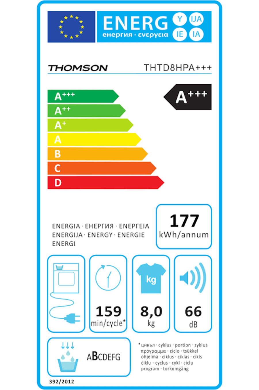 Seche-linge pompe à chaleur THOMSON THTD8HPA