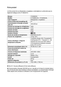 Réfrigérateur avec congélateur THOMSON CTH465XLSS