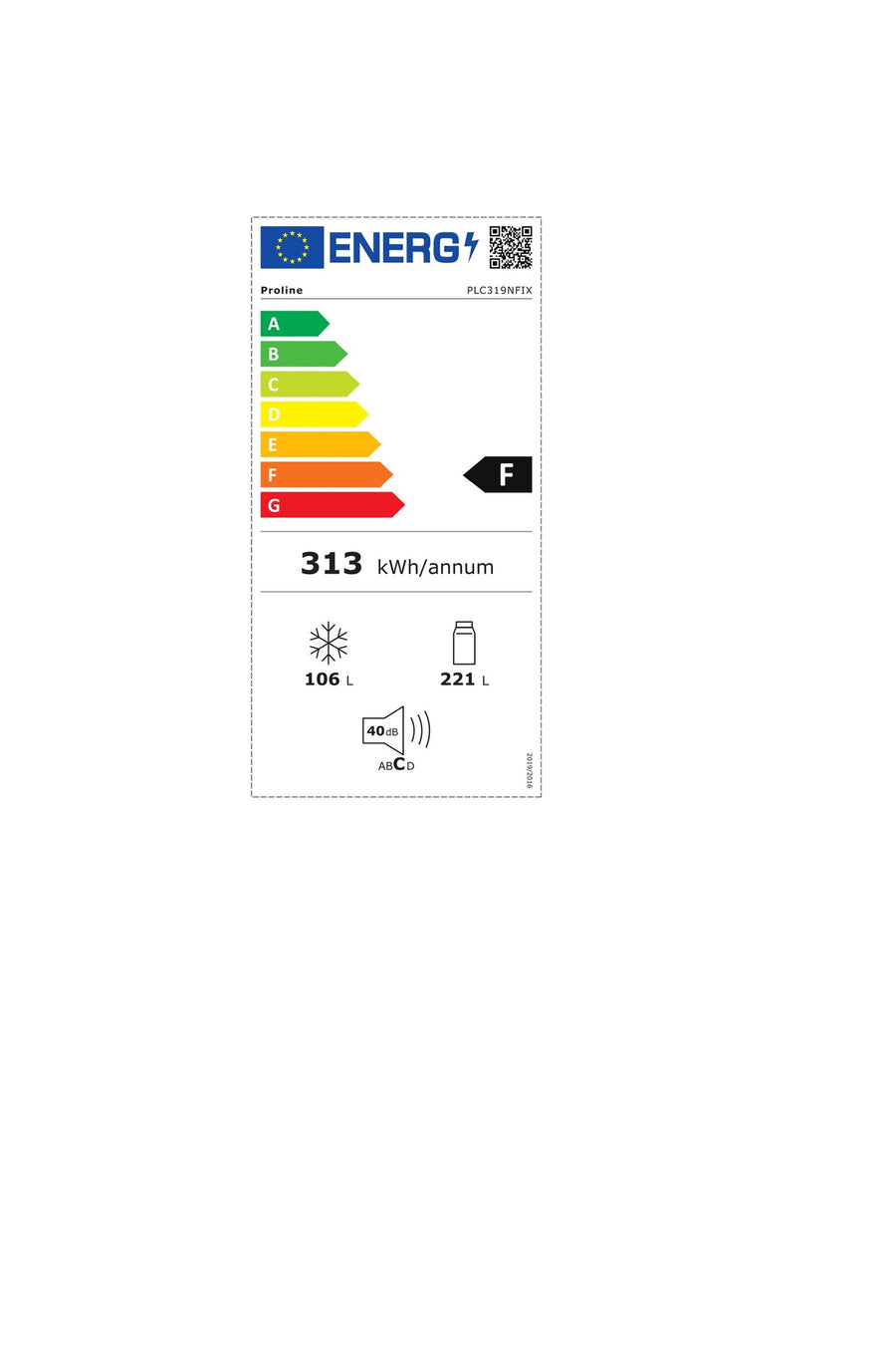 Réfrigérateur avec congélateur PROLINE PLC319NFIX