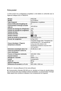 Réfrigérateur avec congélateur PROLINE PLC319NFIX