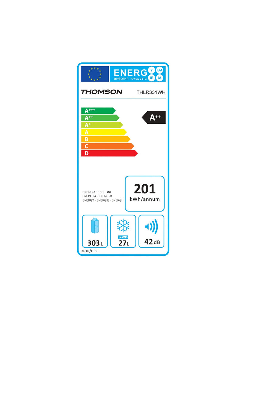 Réfrigérateur avec congélateur THOMSON THLR331WH