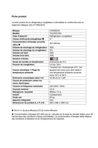 Réfrigérateur avec congélateur THOMSON THLR331WH