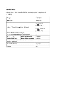Four chaleur tournante THOMSON TMFP72BX