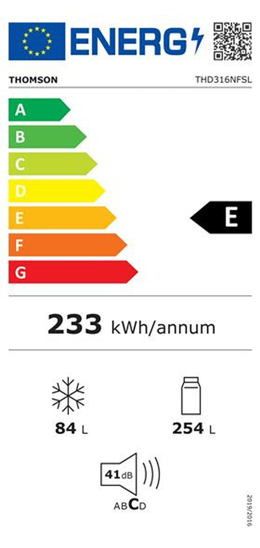 Réfrigérateur avec congélateur THOMSON THD316NFSL