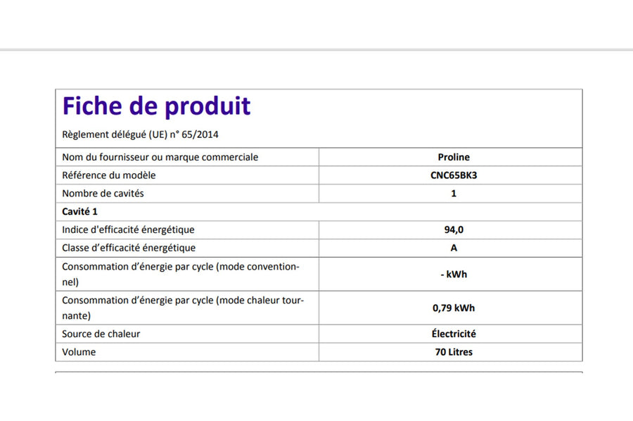 Four chaleur tournante PROLINE CNC65BK3