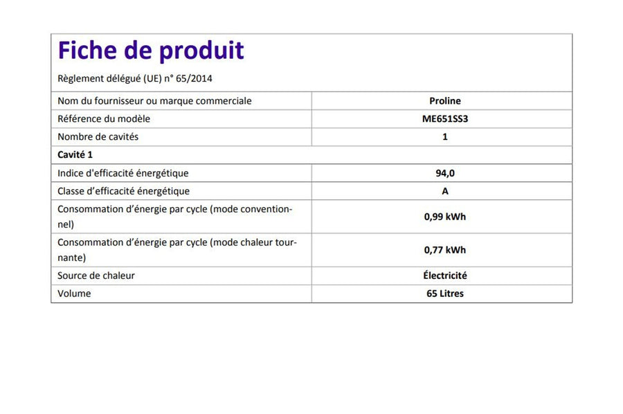 Four chaleur tournante PROLINE ME651SS/3