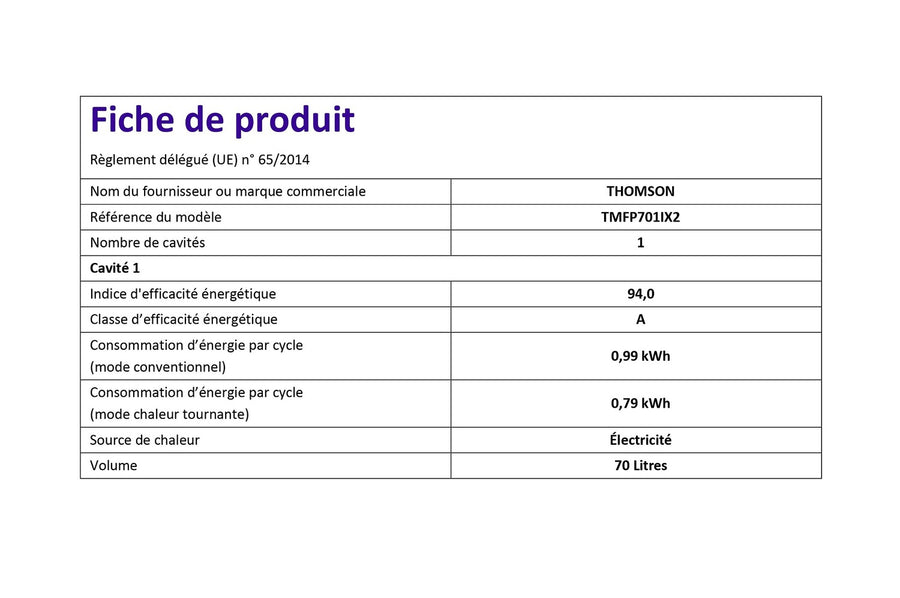 Four chaleur tournante THOMSON TMFP701IX2