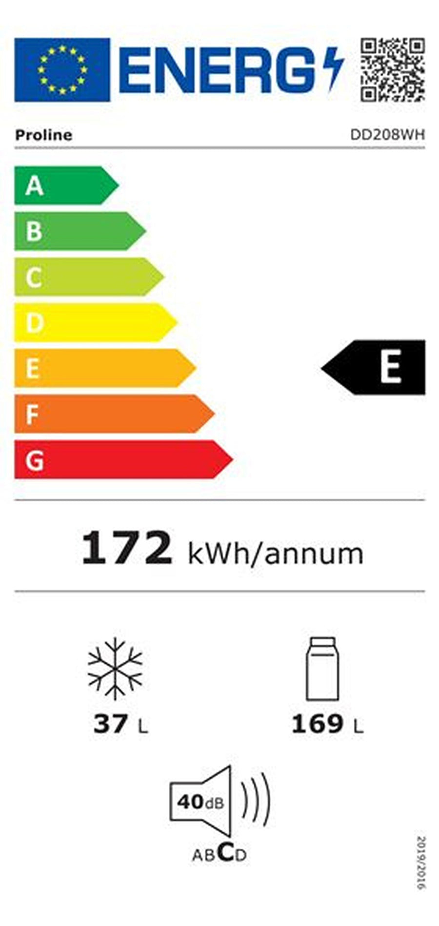 Réfrigérateur avec congélateur PROLINE DD208WH