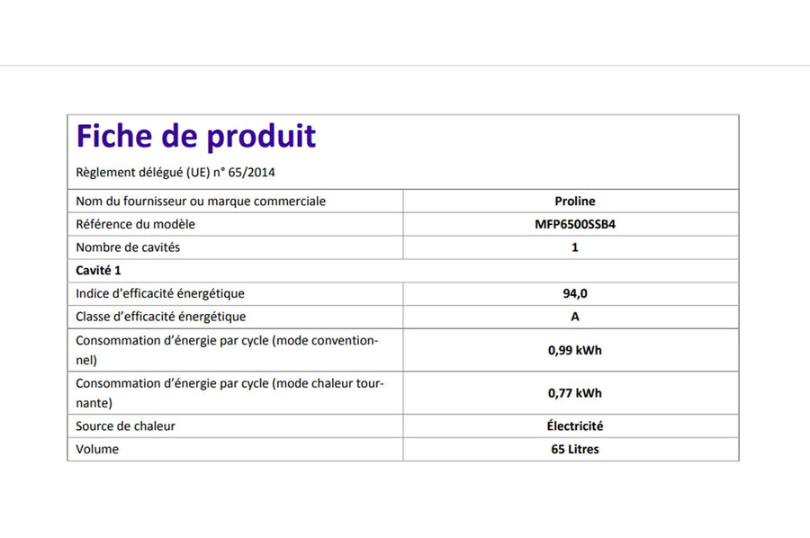 Four chaleur tournante PROLINE MFP6500SSB4 (MFP 6500 SSB4)
