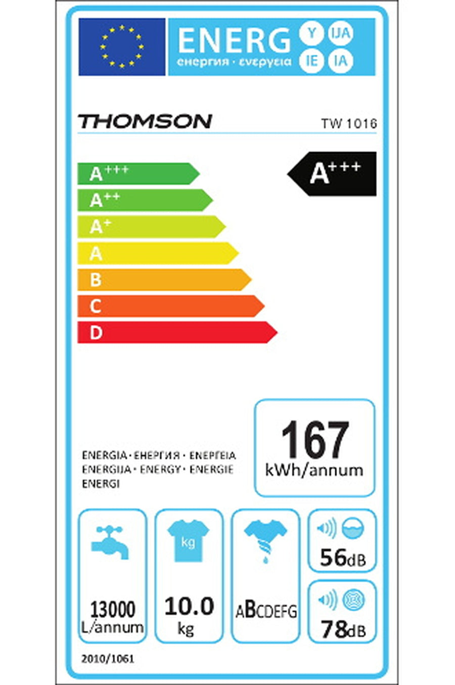 Lave-linge hublot THOMSON TW1016