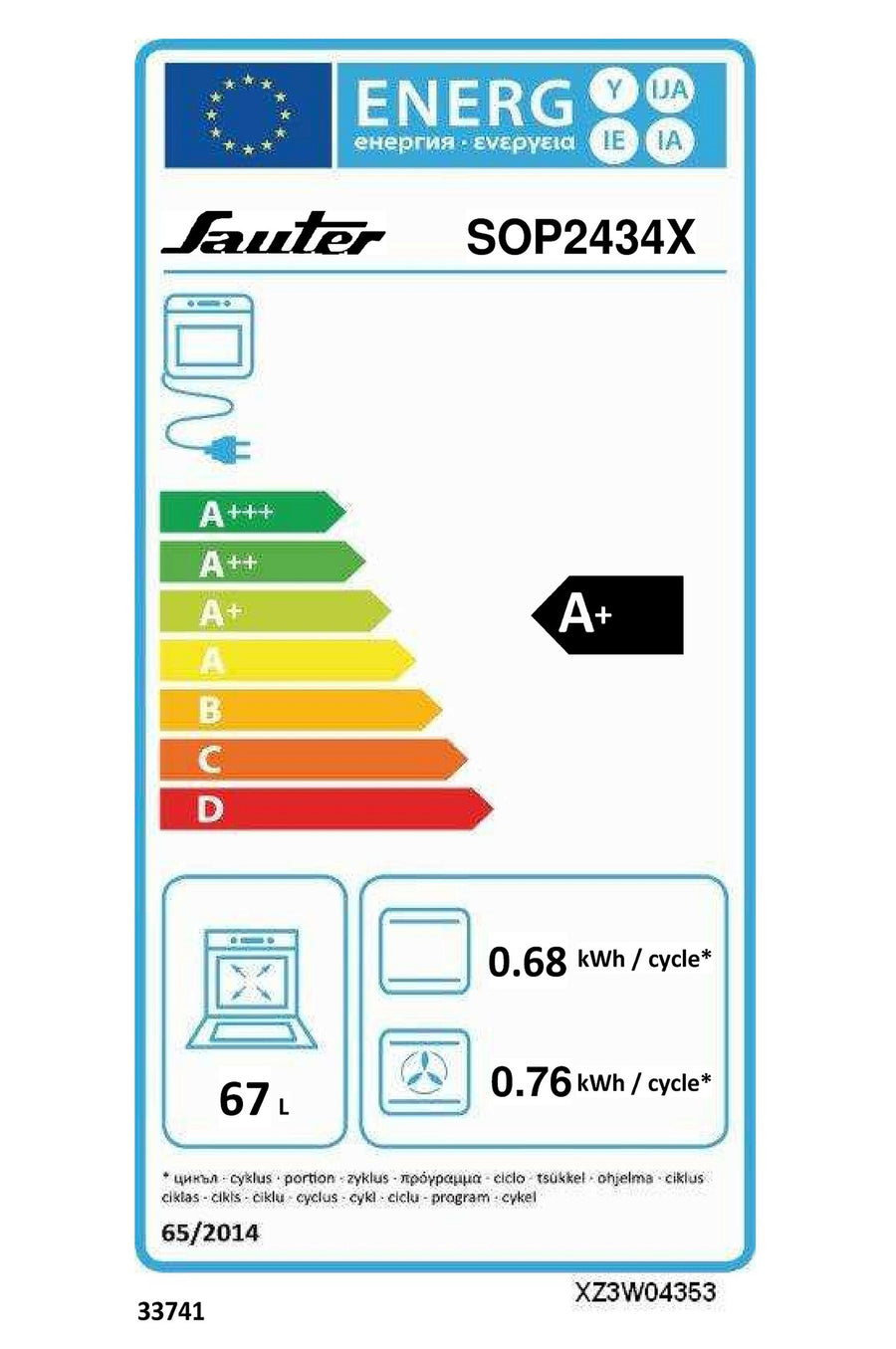 Four chaleur tournante SAUTER SOP2434X