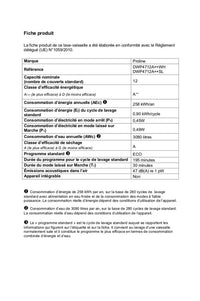 Lave-vaisselle pose libre PROLINE DWP4712A++WH