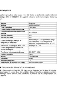 Cave à vin encastrable THOMSON MILLESIME BI 7