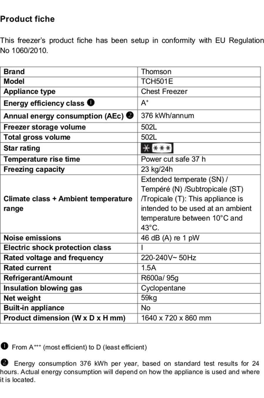Congélateur coffre THOMSON TCH501E