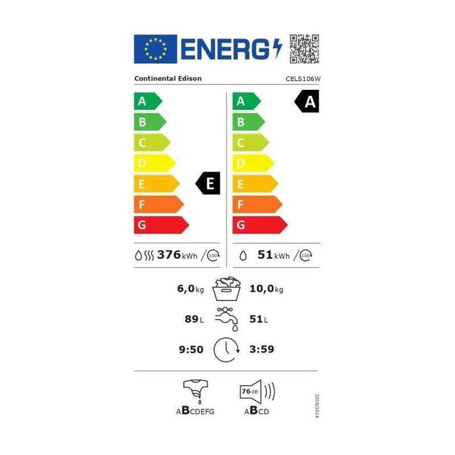 Lave-linge sechant CONTINENTAL-EDISON CELS106W