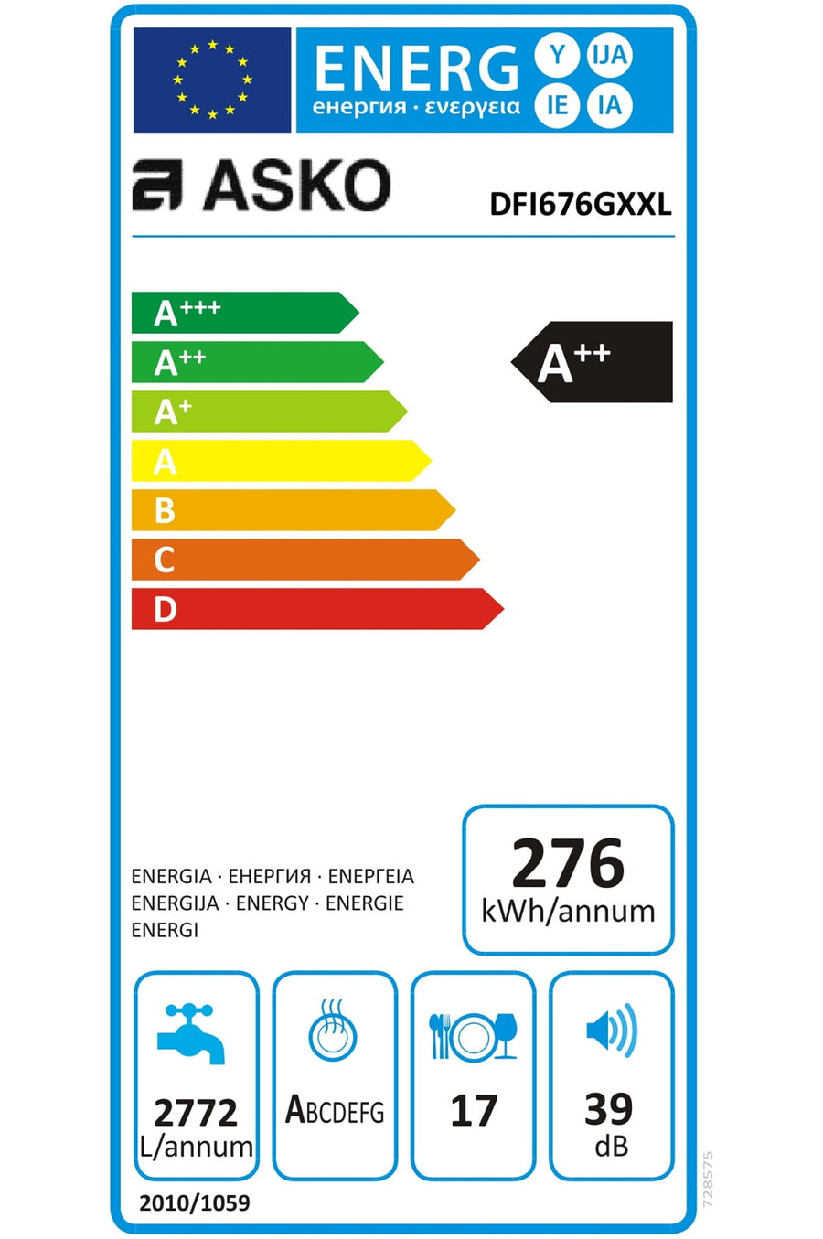 Lave-vaisselle encastrable ASKO DFI676GXXL