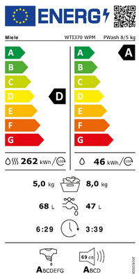 Lave-linge Sechant 8 kg Reconditionné MIELE WTI 370 WPM