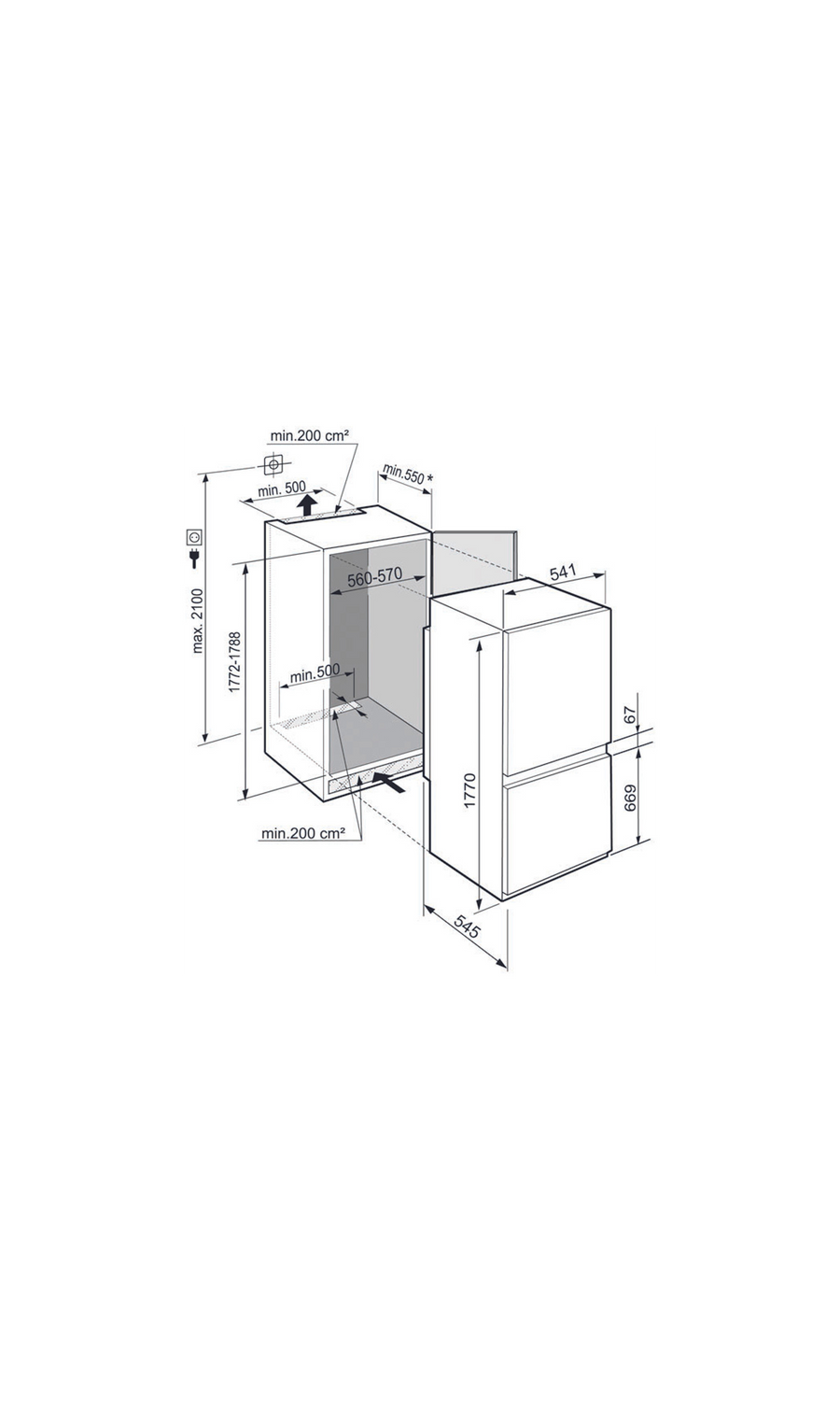 Réfrigérateur Encastrable 264 L Reconditionné LIEBHERR ICSe1783