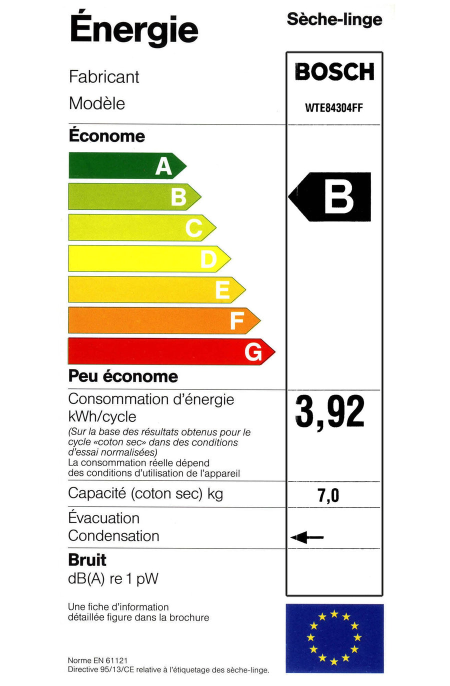 Seche-linge à condensation BOSCH WTE84304FF