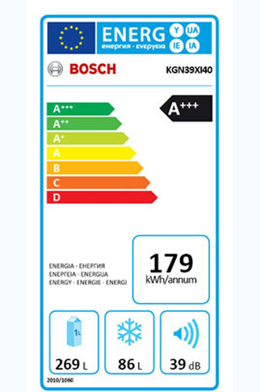 Réfrigérateur avec congélateur BOSCH KGN39XI40