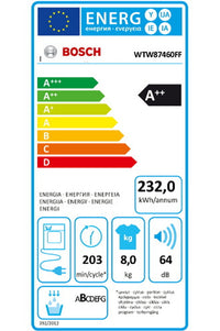 Seche-linge pompe à chaleur BOSCH WTW87460FF