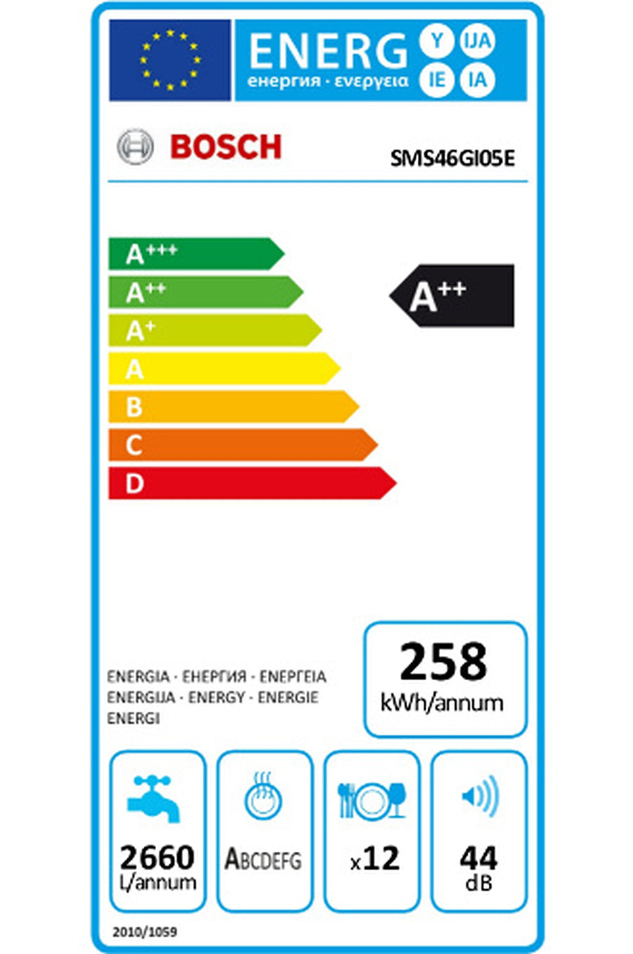 Lave-vaisselle pose libre BOSCH SMS46GI05E