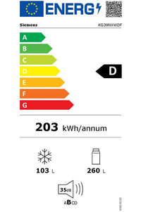 Réfrigérateur avec congélateur SIEMENS KG39NXWDF