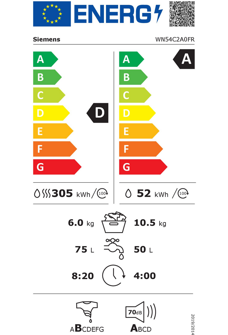 Lave-linge Sechant 10.5 kg Neuf SIEMENS WN54C2A0FR