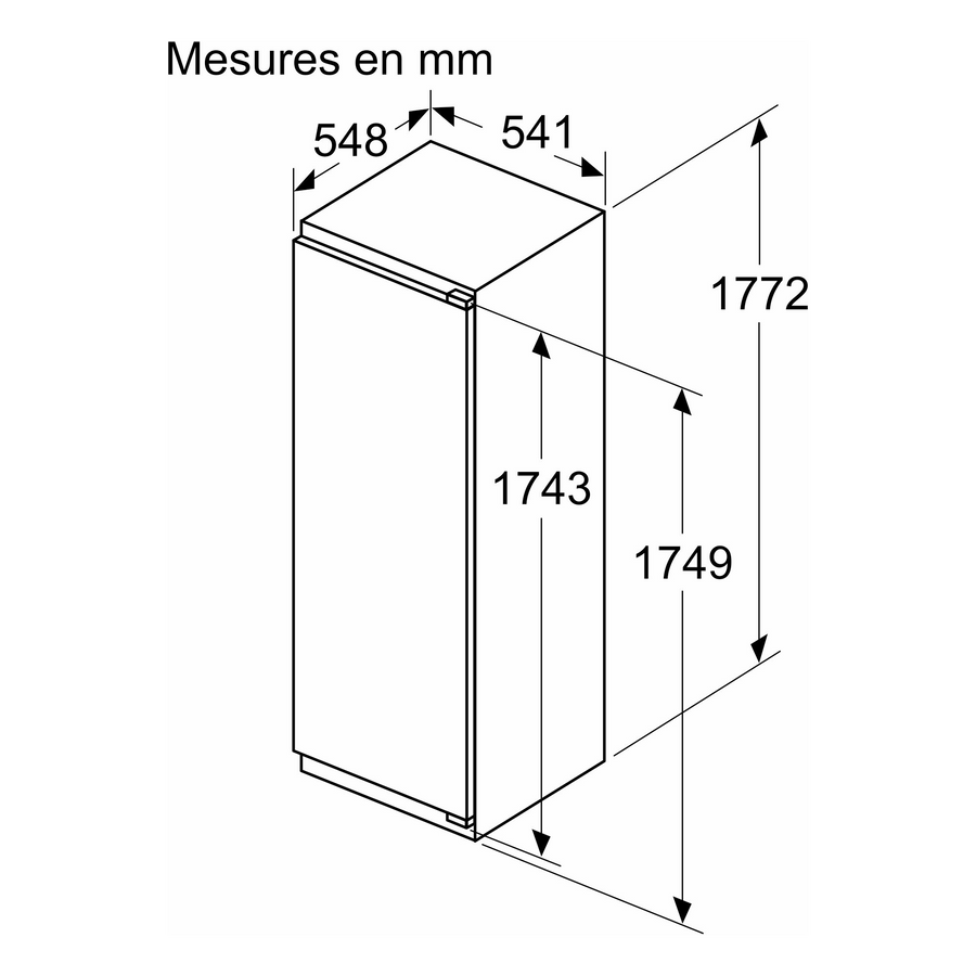 Réfrigérateur Encastrable 310 L Reconditionné SIEMENS KI81RVFE0