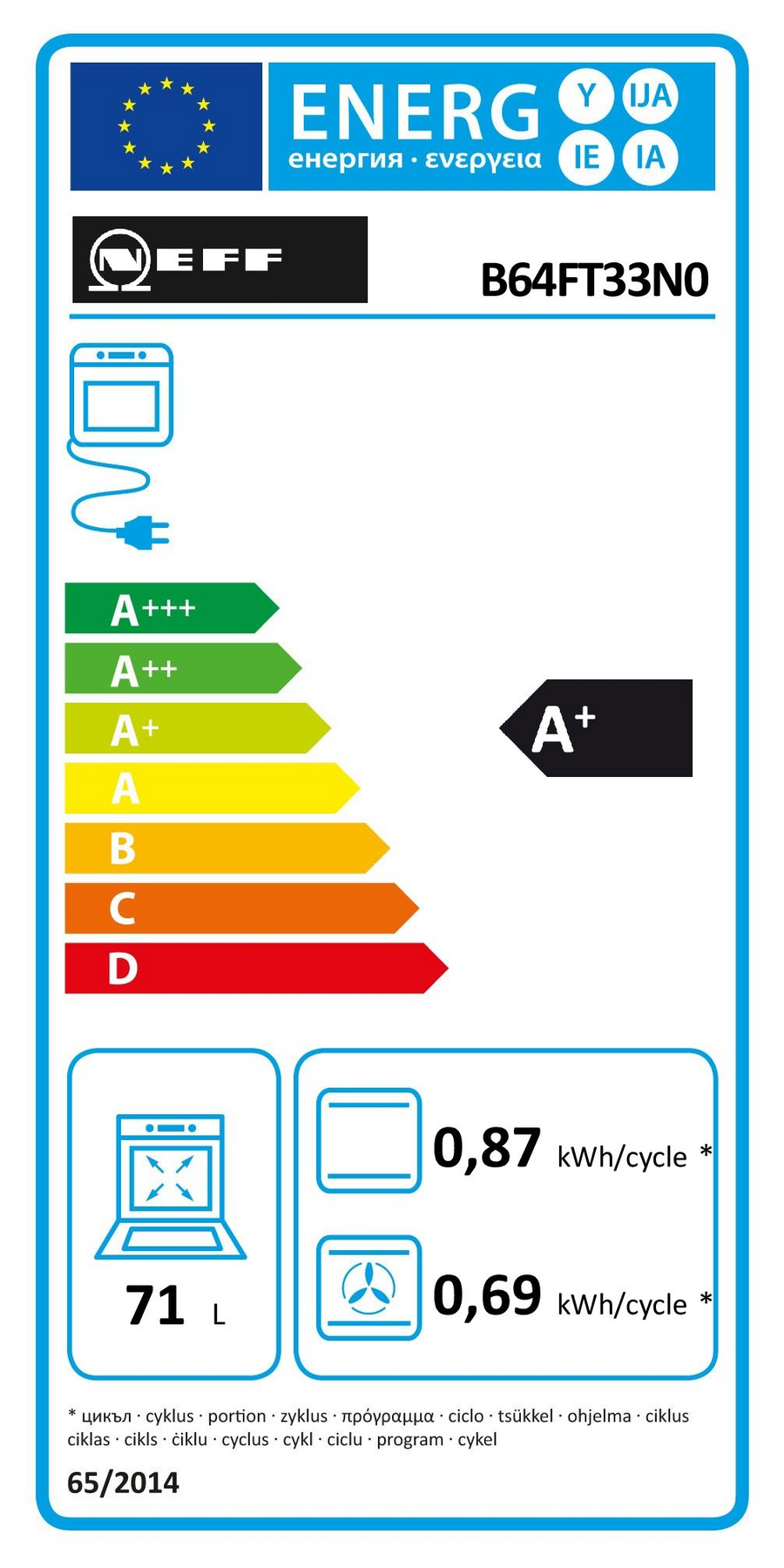 Four Chaleur Tournante 71 L Reconditionné NEFF B64FT33N0