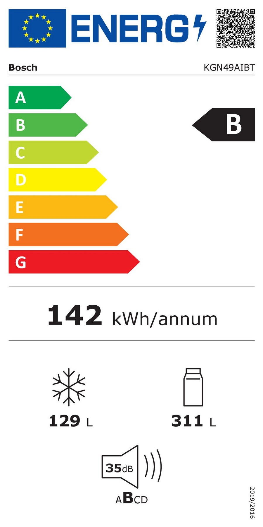 Réfrigérateur Avec Congélateur 440 Litres Reconditionné BOSCH KGN49AIBT