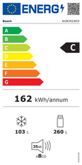 Réfrigérateur Avec Congélateur 363 Litres Reconditionné BOSCH KGN392WCF
