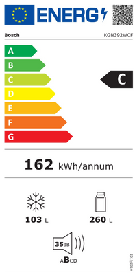 Réfrigérateur Avec Congélateur 363 Litres Reconditionné BOSCH KGN392WCF