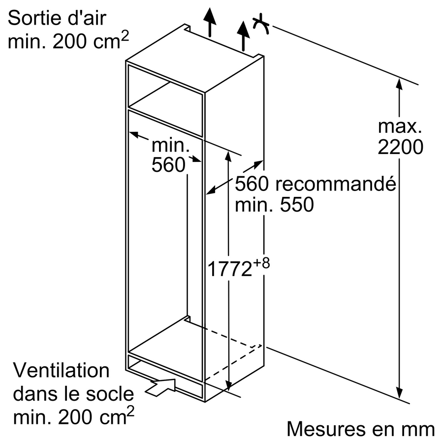 Réfrigérateur Encastrable 310 Litres Reconditionné BOSCH KIR81NSE0