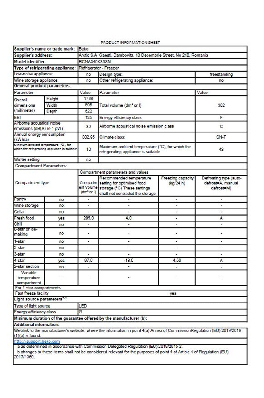 Réfrigérateur avec congélateur BEKO RCNA340K30SN